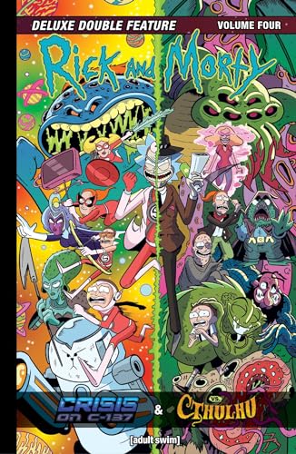 Rick and Morty comic book cover featuring characters and colorful, chaotic art.
