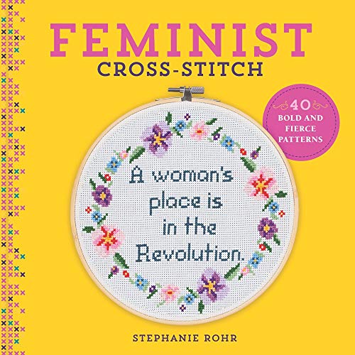 Book cover featuring a floral cross-stitch with feminist text.