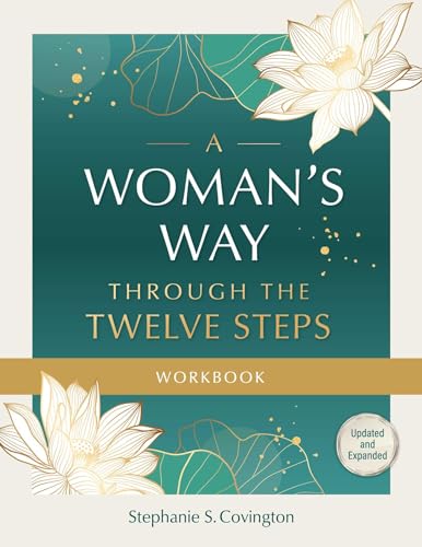 Workbook cover with floral design and text: "A Woman's Way Through The Twelve Steps.