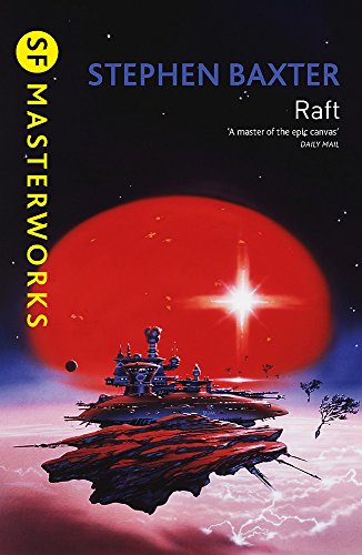 Book cover showing a futuristic structure on a floating rock against a red planet.
