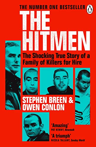 Book cover: "The Hitmen" with portraits of several men on teal squares.