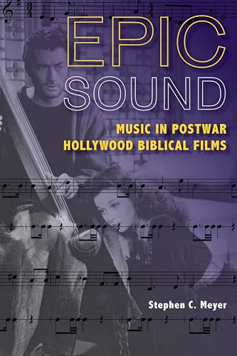Book cover with film stills, musical notes, and title "Epic Sound.
