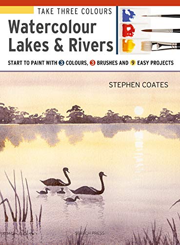 Watercolour painting book cover featuring a lake scene with swans.