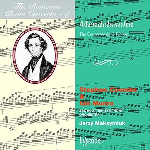 CD cover featuring Mendelssohn portrait, musical notes, and text listing performers and orchestra.