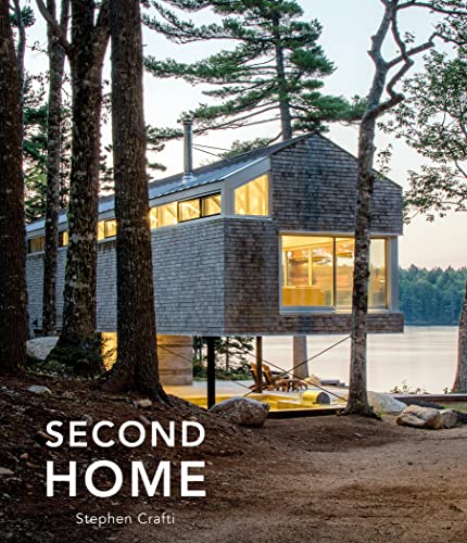 Book cover featuring a modern, wood-shingled house by a lake.
