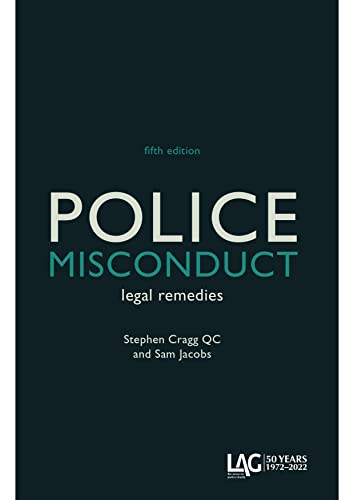 Book cover: "Police Misconduct: legal remedies" fifth edition, dark teal background.