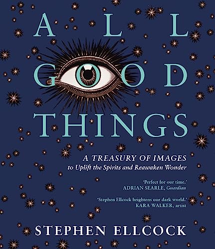 Book cover with an eye illustration and gold, starry night design.