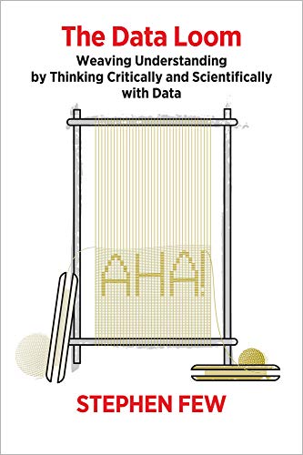 Book cover: “The Data Loom” with a weaving loom illustration.