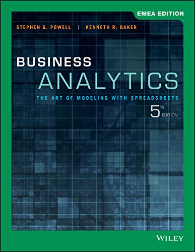 Book cover for "Business Analytics" 5th edition, blue grid background.