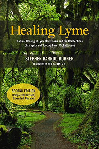 Book cover, “Healing Lyme,” with a forest path background, second edition.