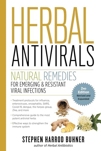 Book cover: "Herbal Antivirals," 2nd Edition, with herbs and text.