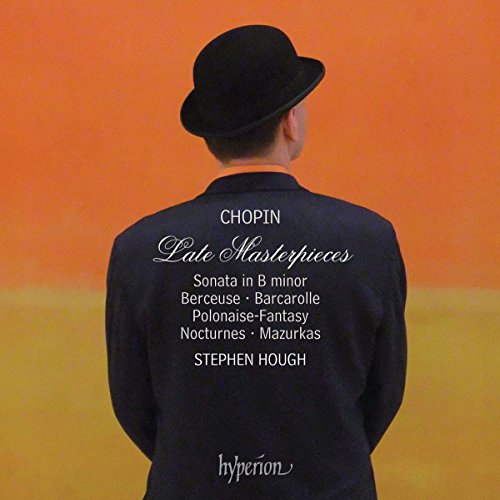 CD cover: Man in a suit from the back, Chopin’s name and tracklist.
