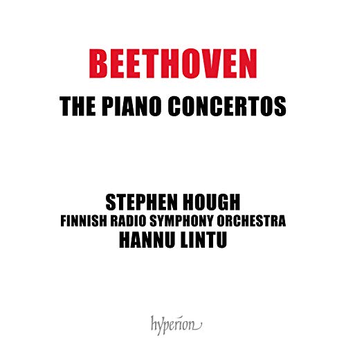 CD cover for Beethoven piano concertos featuring Stephen Hough and Hannu Lintu.