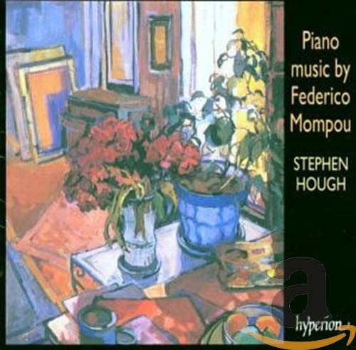 Colorful painting of flowers and items on a table, titled "Piano Music by Federico Mompou".
