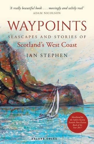 Book cover: “Waypoints,” featuring a painted seascape with a sailboat.