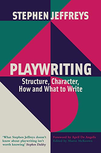 Book cover titled Playwriting by Stephen Jeffreys with a geometric colorful abstract background.