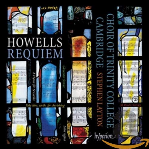 CD cover featuring stained glass with text: Howells Requiem, Stephen Layton.