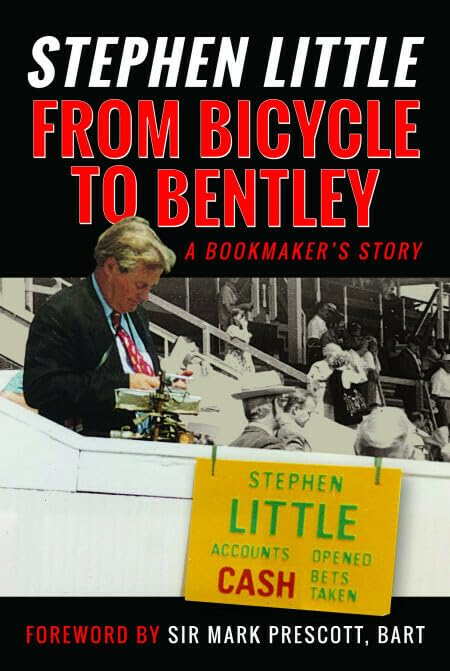 Book cover: Stephen Little's memoir with a photo of a bookmaker at work.