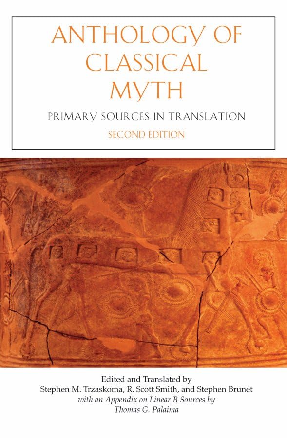 Book cover of Anthology of Classical Myth featuring an ancient Greek relief of a horse.