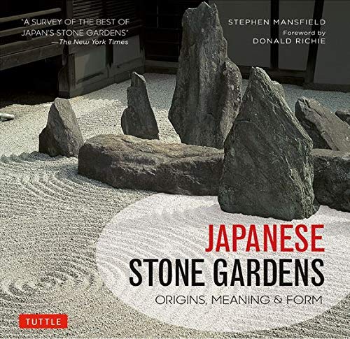 Book cover featuring a Japanese zen garden with rocks and raked sand.