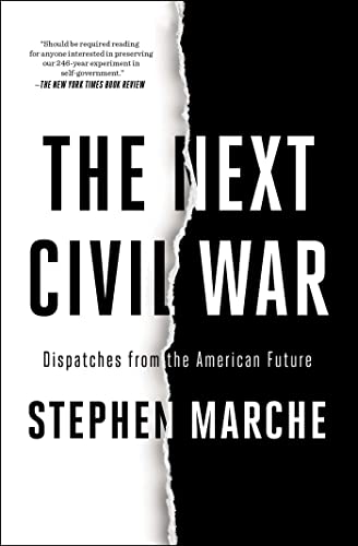 Book cover: "The Next Civil War" with a divided black and white design.