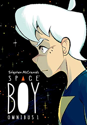 Comic book cover: a young boy with white hair looks downward.
