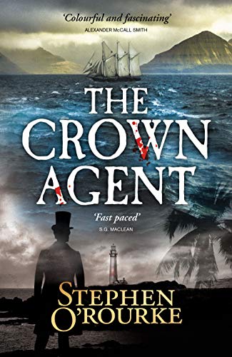 Book cover: "The Crown Agent" with a ship, lighthouse, and silhouetted figure.