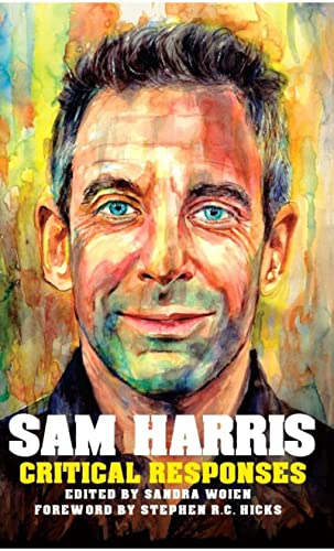 Book cover featuring a painted portrait of Sam Harris and the title "Critical Responses.