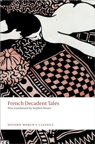 Book cover with abstract red and black patterned figures, titled “French Decadent Tales.”