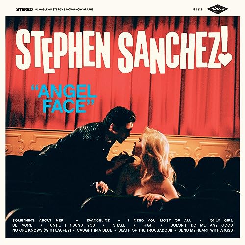 Stephen Sanchez "Angel Face" CD cover with a couple embracing in a theater.