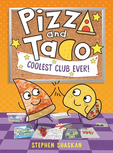 Pizza and Taco characters on a book cover, illustrated by Stephen Shaskan.