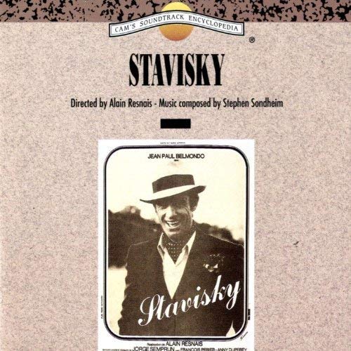 CD cover for "Stavisky" soundtrack, featuring Jean Paul Belmondo in a hat.