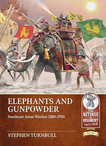 Book cover depicting armored soldiers on an elephant in battle.