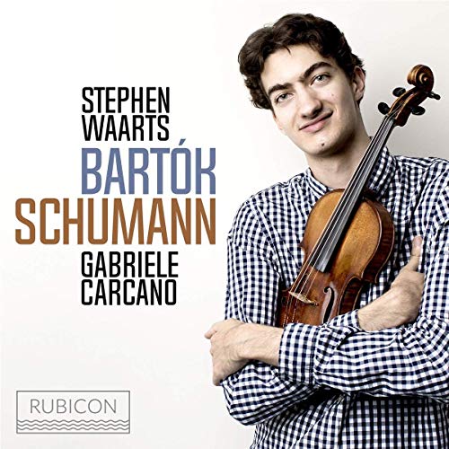 CD cover featuring violinist Stephen Waarts holding his instrument.