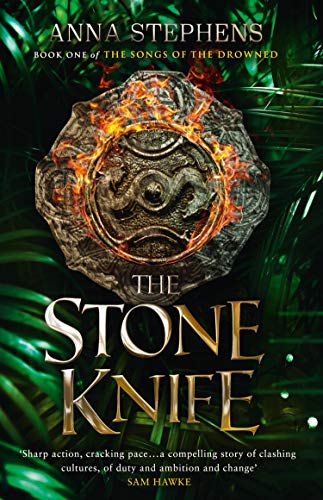 Book cover: a stone knife with fiery cracks and dark green foliage.