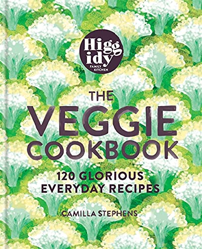 Cookbook cover with green floral pattern and bold “The Veggie Cookbook” text.