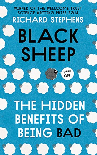 Book cover: blue background with white sheep and one black sheep.