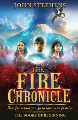 Book cover featuring three young people, a dragon, and a mountain.