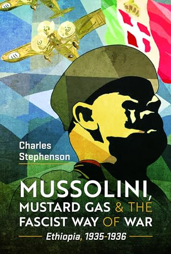 Book cover depicting Mussolini, planes, and the Italian flag, wartime history.