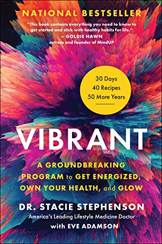 Book cover with vibrant, colorful abstract background and white text titled Vibrant by Stacie Stephenson.
