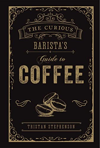 Book cover with gold text and coffee beans on a black background.