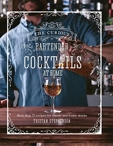 Cocktail recipe book cover with a bartender pouring a drink.