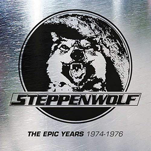 Steppenwolf album cover: a wolf’s head in a black and white circle.
