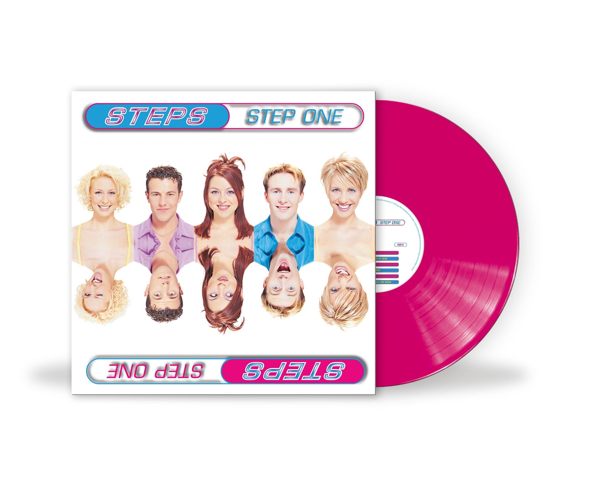 Steps album cover and magenta vinyl record shown at an angle.
