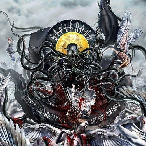 "CD cover art: skeletal figure surrounded by angels and dark, twisted tentacles."