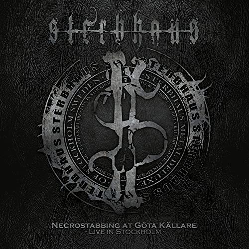 Black CD cover with ornate silver design and band name "Sterbhaus" prominent.