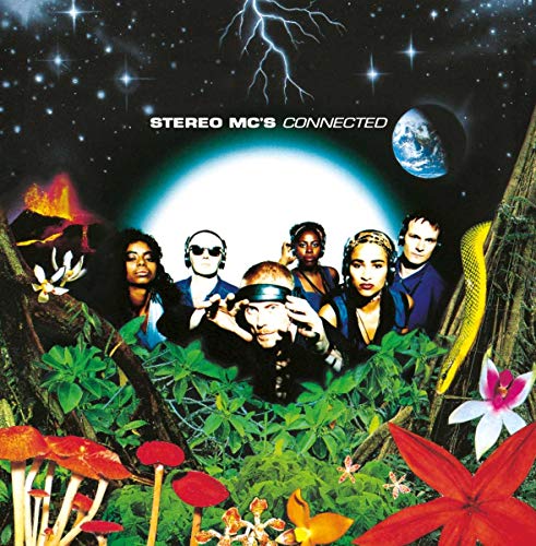 Album cover featuring Stereo MC's band members against a space background with jungle flora.
