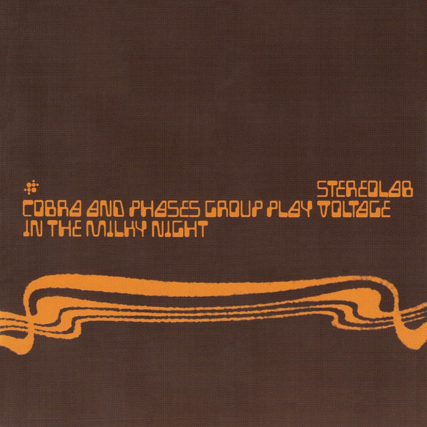 Stereolab album cover: dark orange textured background with wavy orange lines.