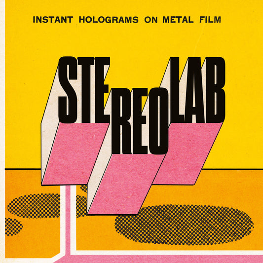 Album cover with yellow background, black Stereolab text, and pink 3D geometric shapes.
