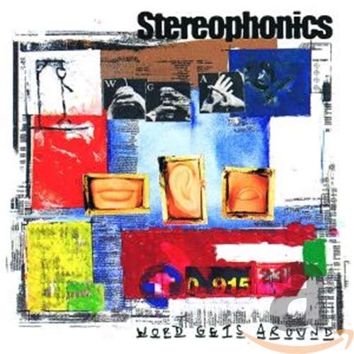 Stereophonics "Word Gets Around" CD cover: collage of faces and abstract shapes.